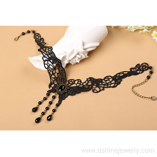 Butterfly Lace Crystal Beaded Choker Necklaces For Women